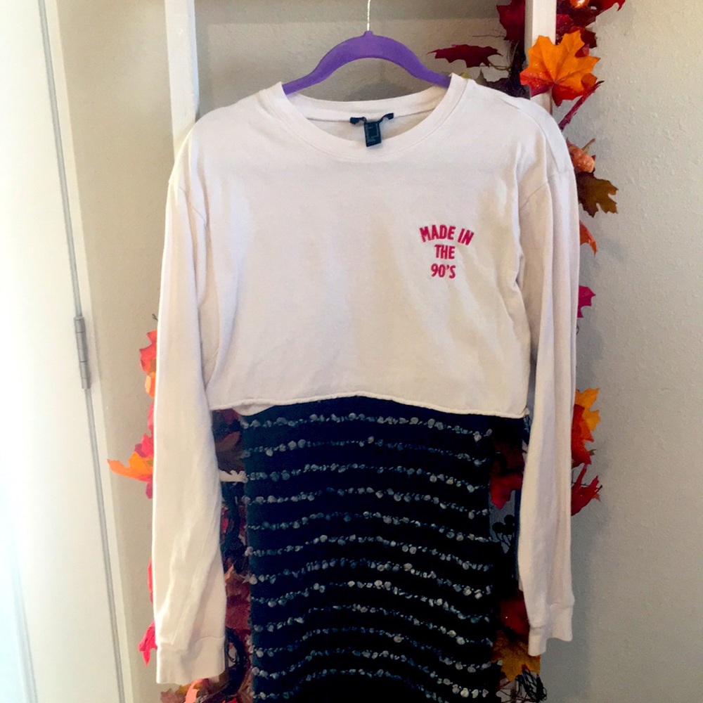 White “Made in the 90s” long sleeved crop top